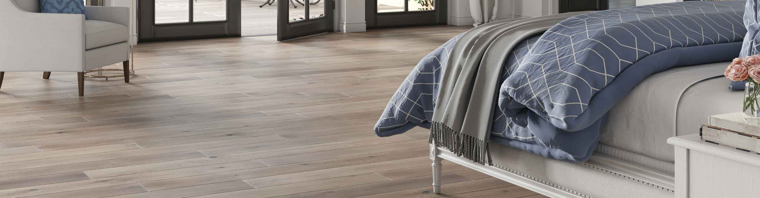 Hardwood flooring in a bedroom 